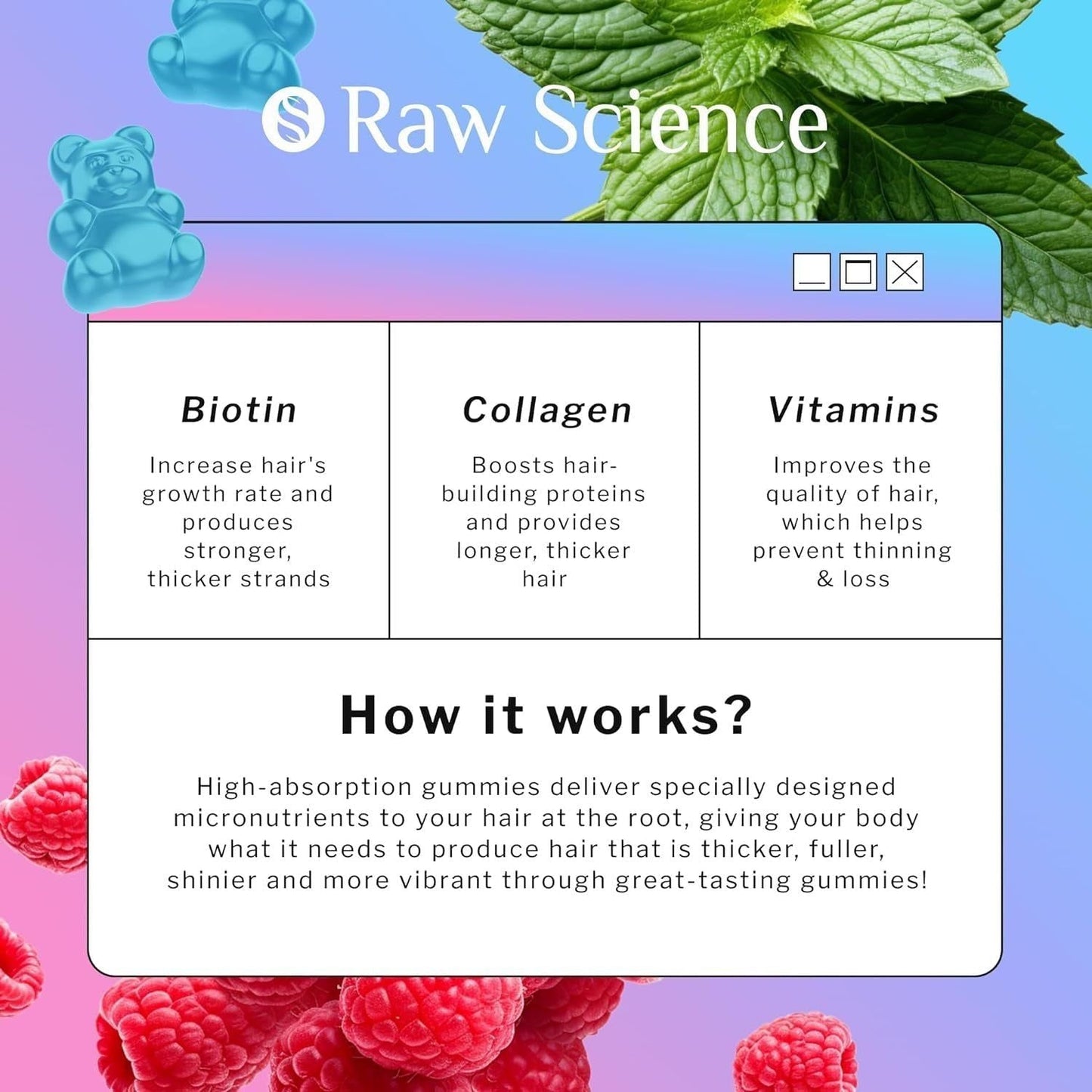 Natural Biotin Collagen Hair Vitamins Gummies
