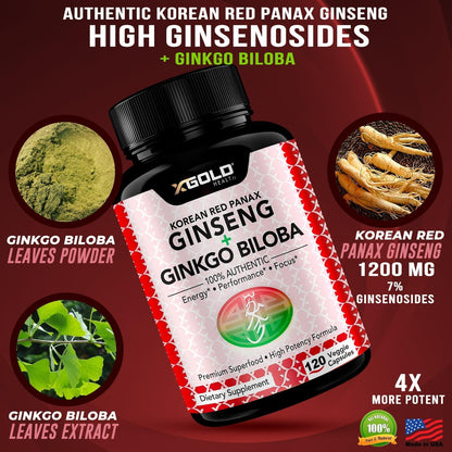 Premium Korean Ginseng & Ginkgo Biloba Energy Capsules