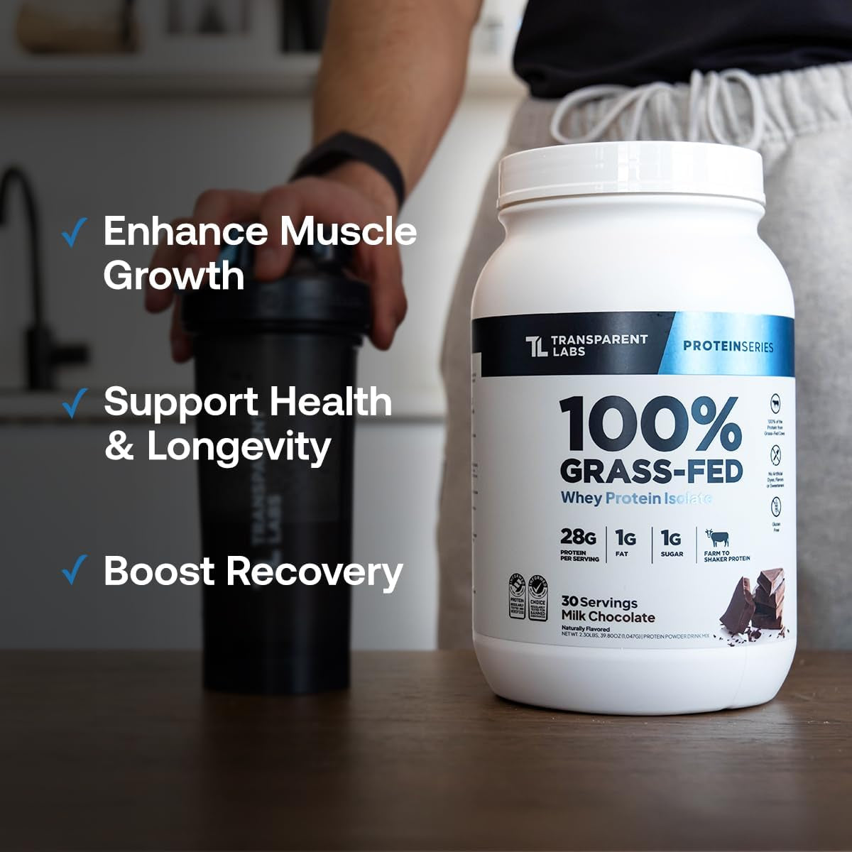 Pure Whey Protein Powder 30 Servings Milk Chocolate Flavor