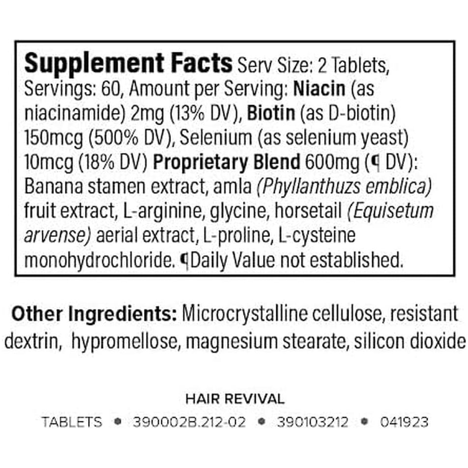 Vital Hair Growth Tablets - 120 Count Natural Supplement