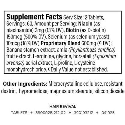 Vital Hair Growth Tablets - 120 Count Natural Supplement