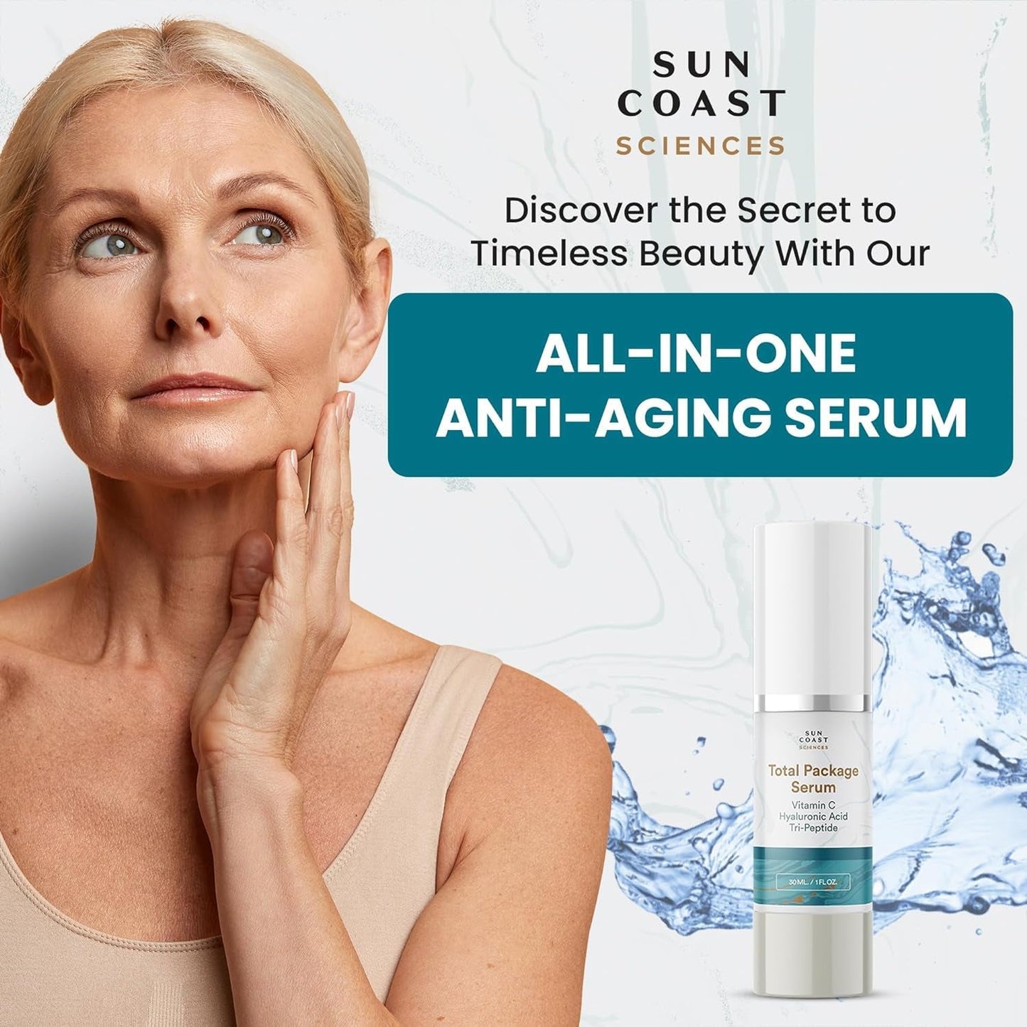 Advanced Anti Aging Face Serum 30ml with Peptides and Vitamin C