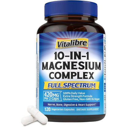 Best Magnesium Supplement 120 Capsules - Sleep Aid - Mycosmeticslondon
