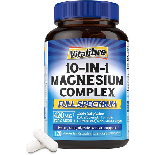 Best Magnesium Supplement 120 Capsules - Sleep Aid - Mycosmeticslondon