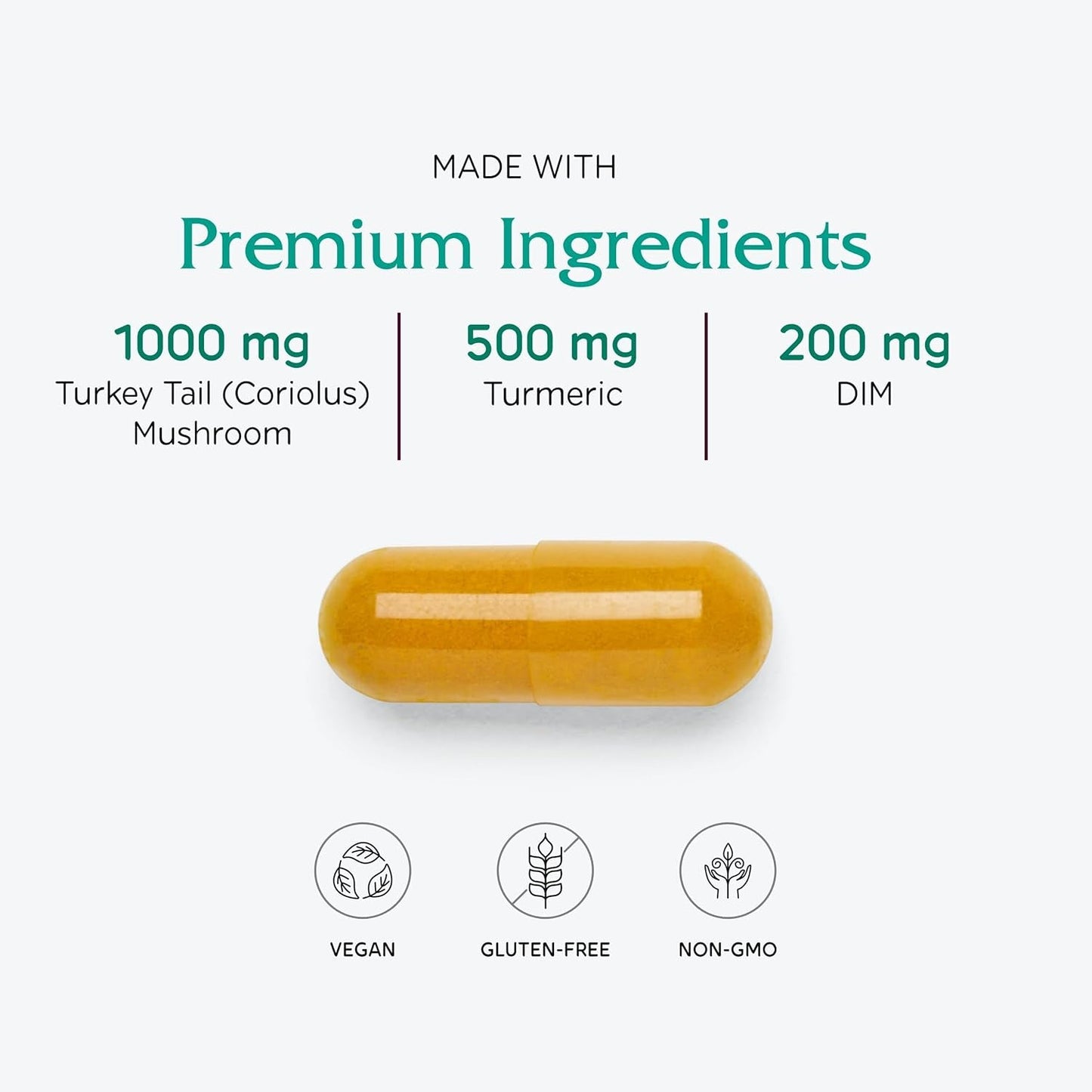 Natural Immune Booster Supplement with Turmeric & Mushrooms