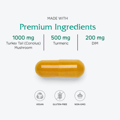 Natural Immune Booster Supplement with Turmeric & Mushrooms