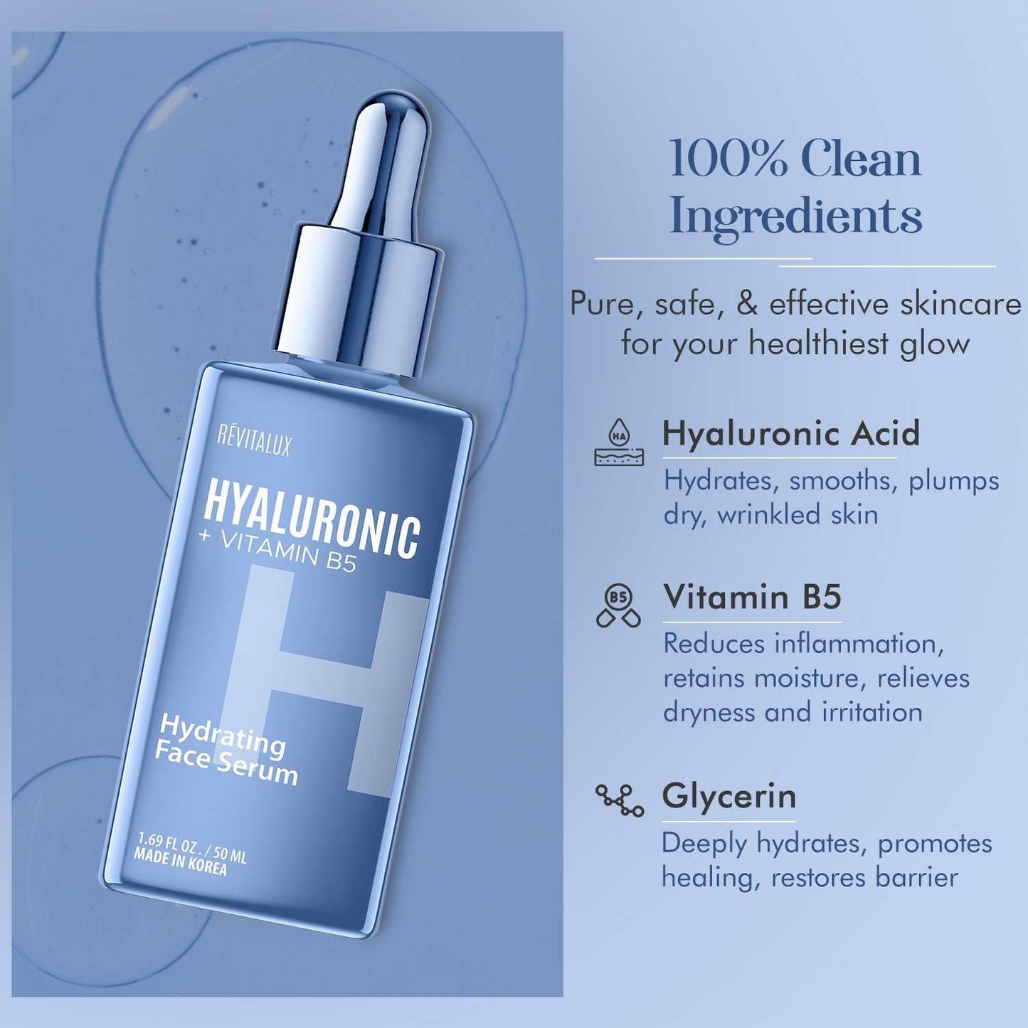 Moisturizing Hyaluronic Face Serum for Dry Skin