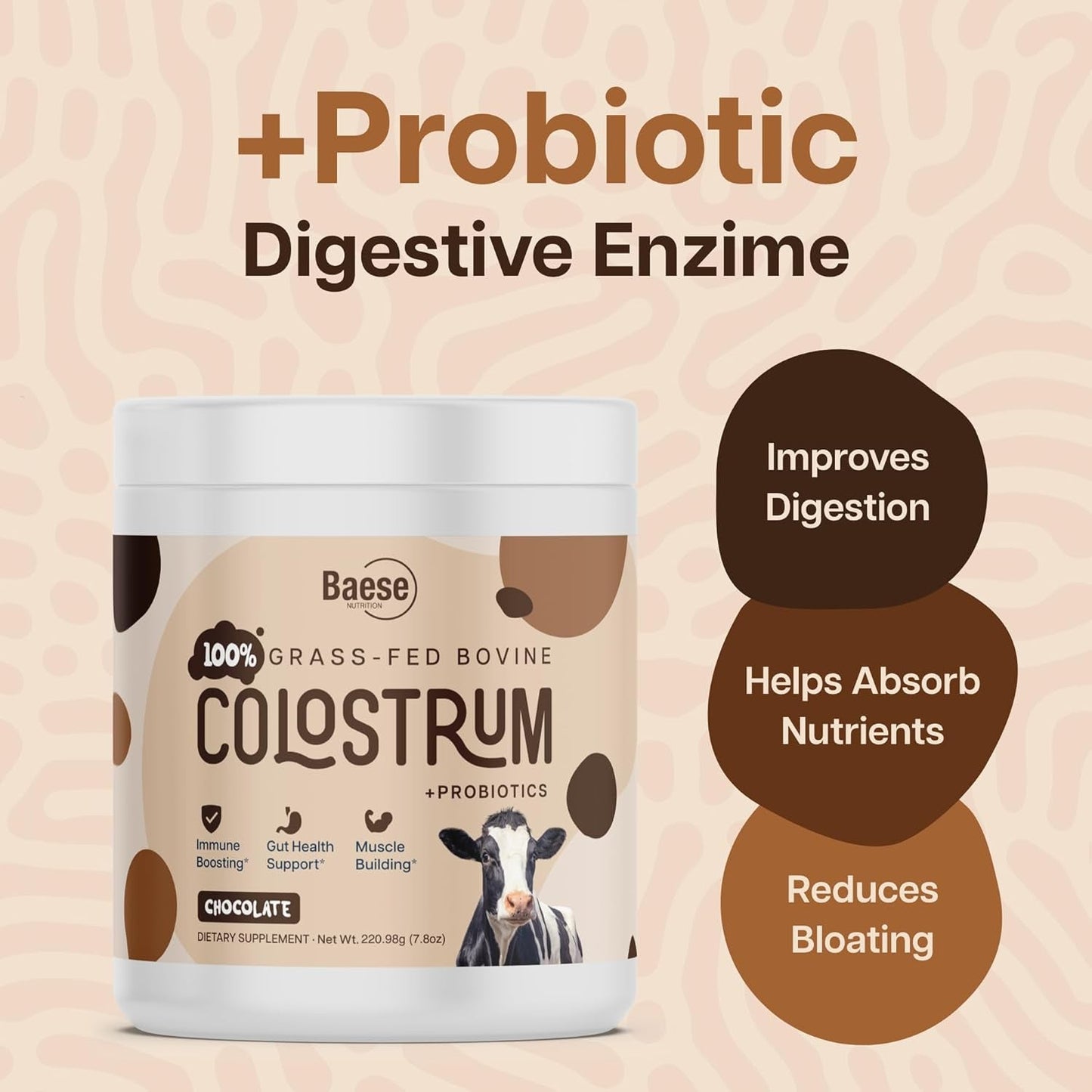 Natural Grass Fed Colostrum Powder with Probiotics Chocolate