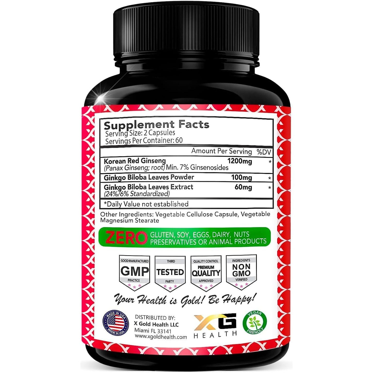 Premium Korean Ginseng & Ginkgo Biloba Energy Capsules
