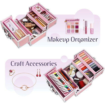 Glitter Pink 4 Tier Makeup Storage Case