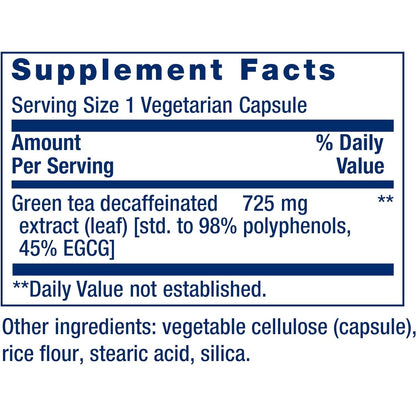 Powerful Decaf Green Tea Supplement - 100 Capsules