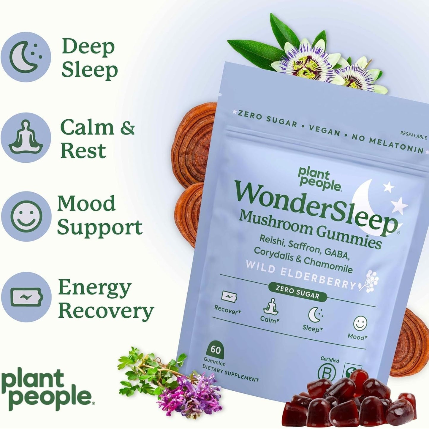 Natural Sleep Aid Mushroom Gummies - 60 Count