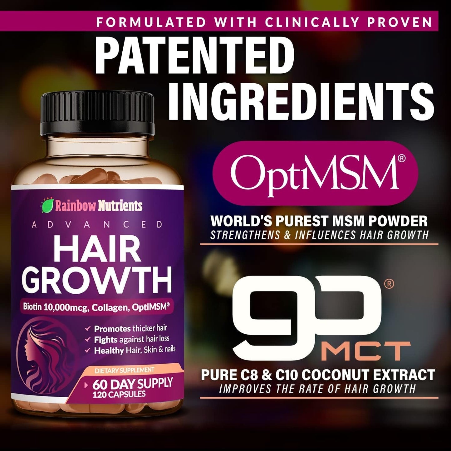 Natural Hair Vitamin Supplement - Biotin & Collagen Capsules