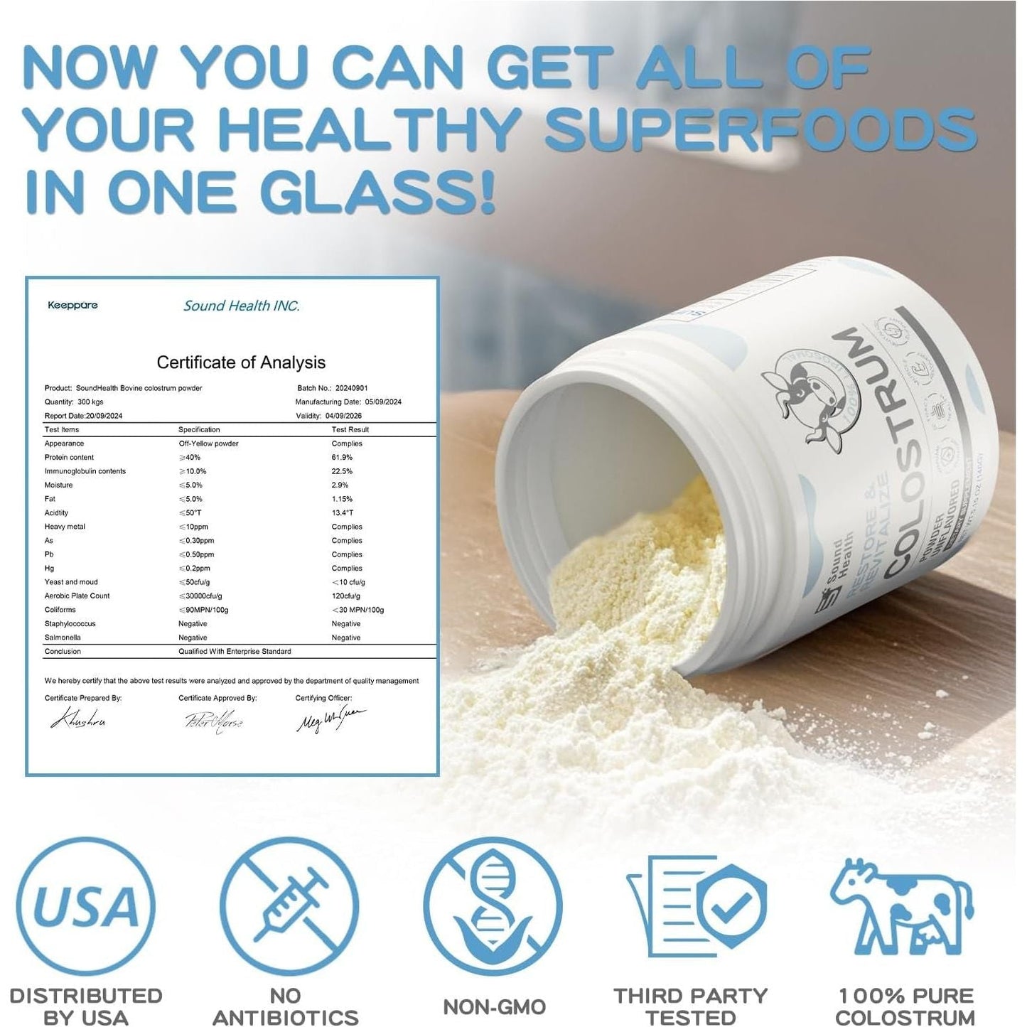 Natural Immune Booster Colostrum Powder 146g Unflavored