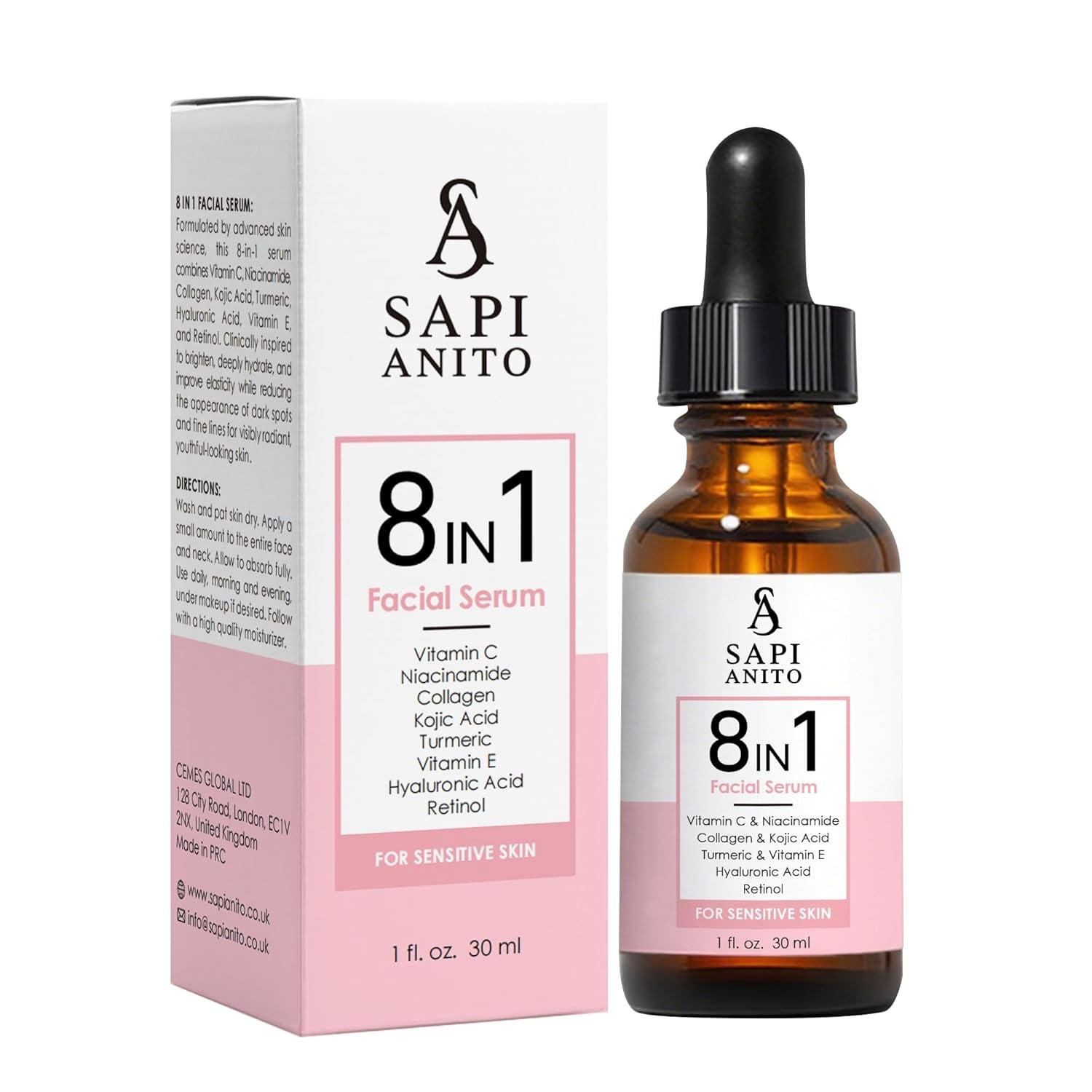 Advanced 8 in 1 Face Serum 30ml - Brightening Moisturizer - Mycosmeticslondon