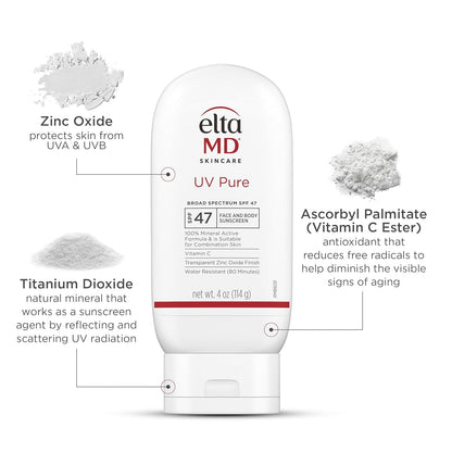 Natural SPF 47 Mineral Sunscreen Lotion for Face & Body