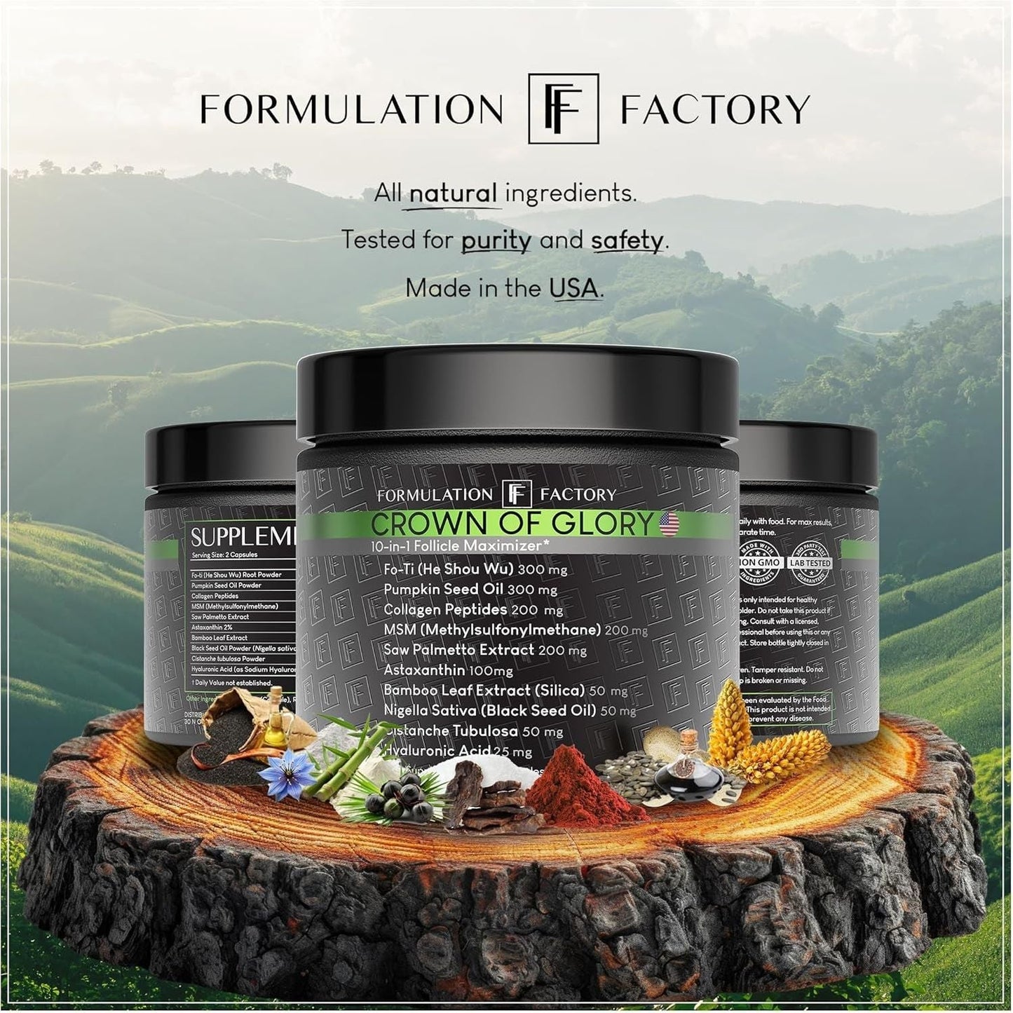 Natural Hair Growth Vitamin Supplements - 120 Capsules
