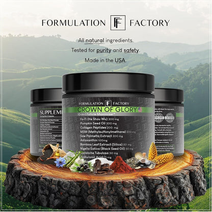 Natural Hair Growth Vitamin Supplements - 120 Capsules