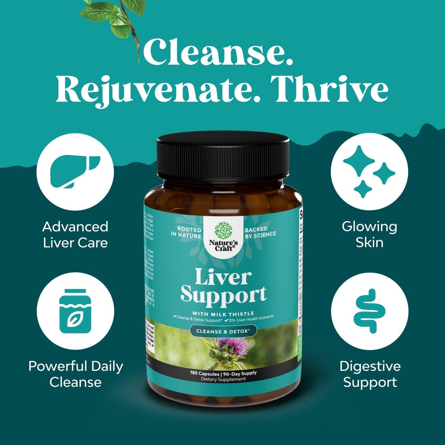 Premium Liver Detox Supplement - 180 Capsules