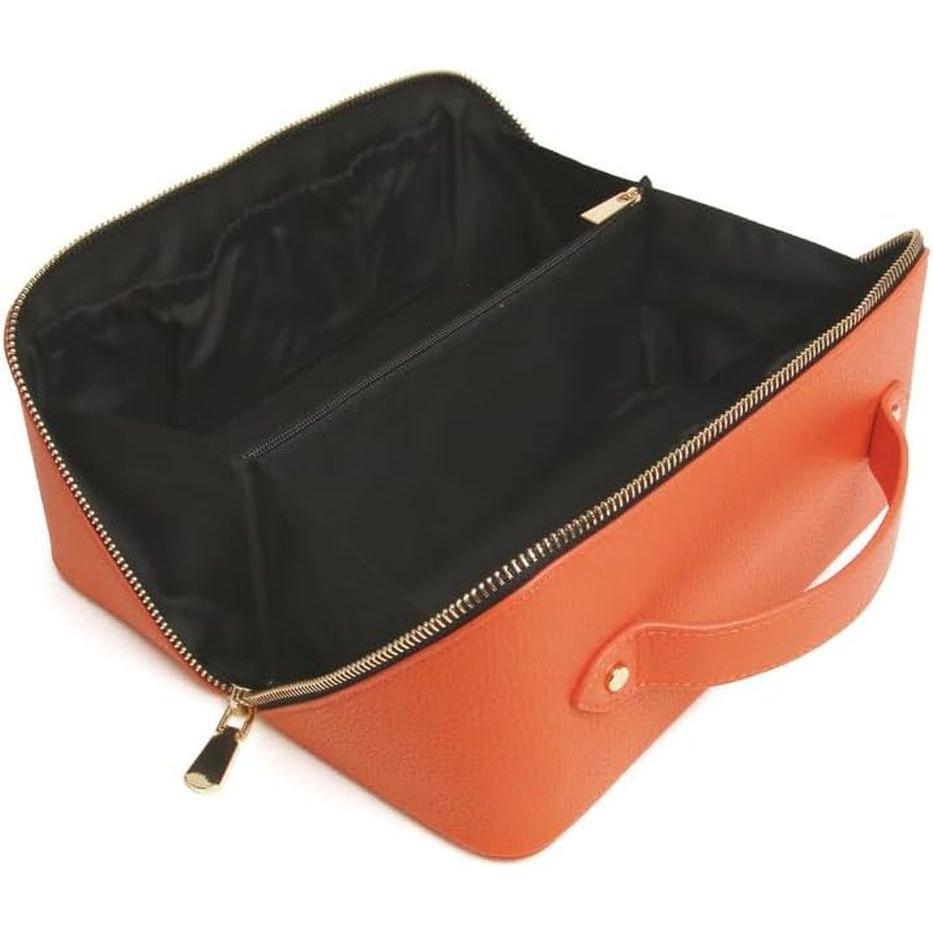 Premium Vegan Travel Makeup Bag - Orange & Black