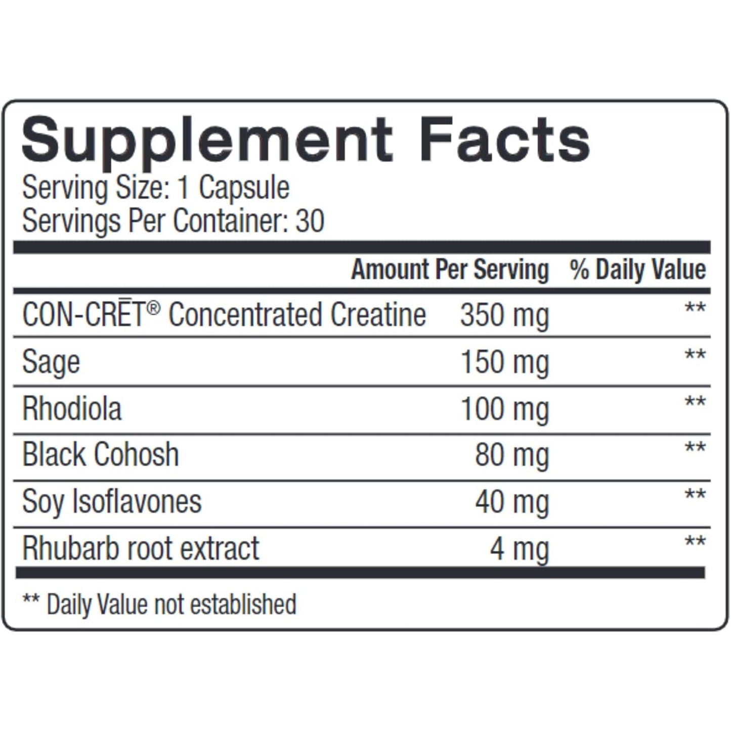 Natural Menopause Relief Supplement - 30 Capsules