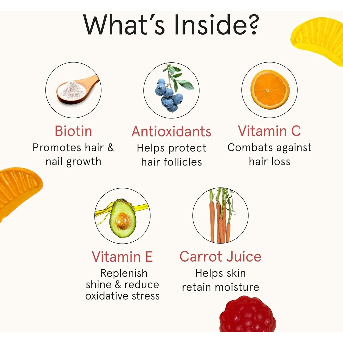 Natural Hair Skin Nail Vitamin Gummies with Biotin