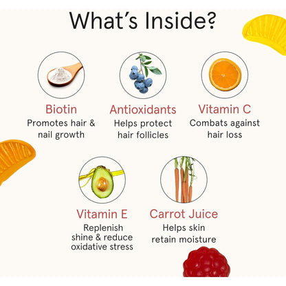 Natural Hair Skin Nail Vitamin Gummies with Biotin