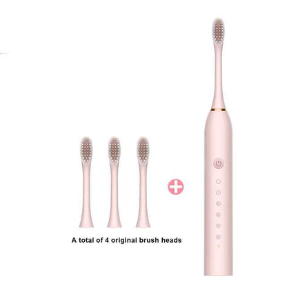 USB Rechargeable Electric Toothbrush 5 Modes, 4 Brush Heads, Smart Timer