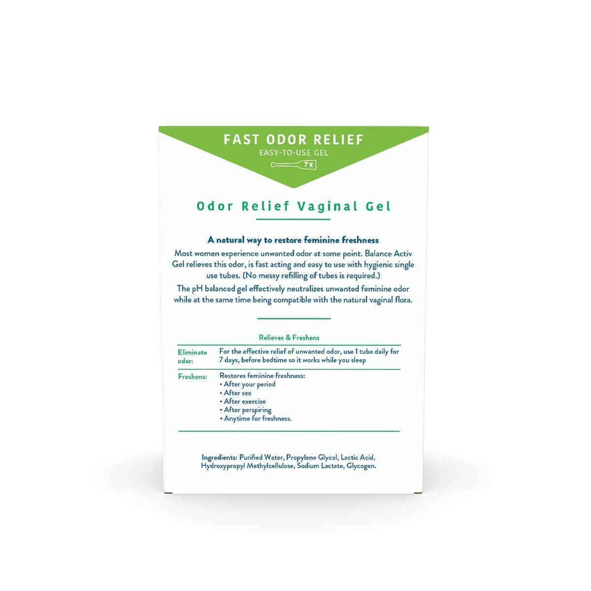 Natural Vaginal Odor Relief Gel - 7 PreFilled Applicators