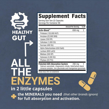 Natural Digestive Enzyme Supplement - 180 Capsules