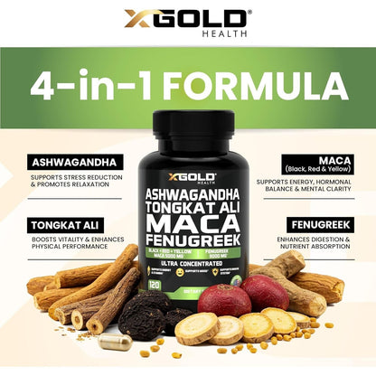 Natural Energy Booster Supplement for Men - 120 Capsules