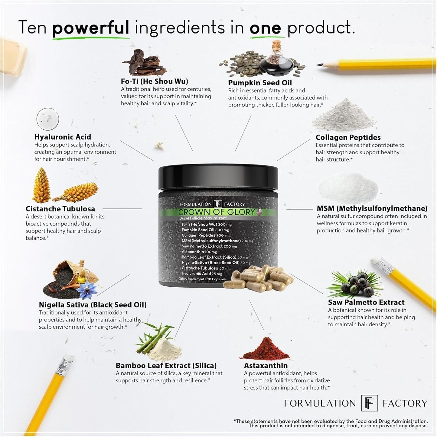 Natural Hair Growth Vitamin Supplements - 120 Capsules