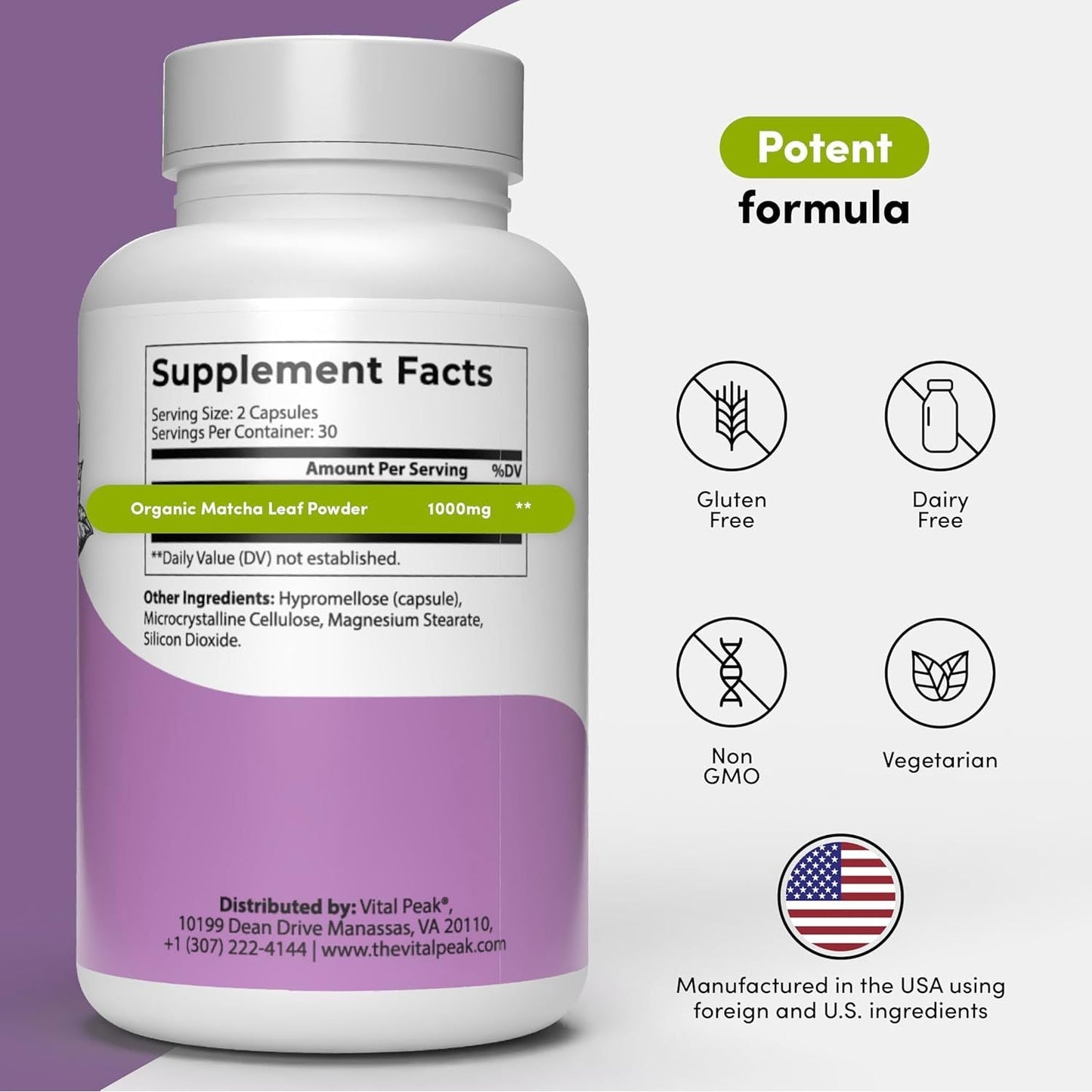 Natural Green Tea Matcha Capsules - Boost Energy & Focus
