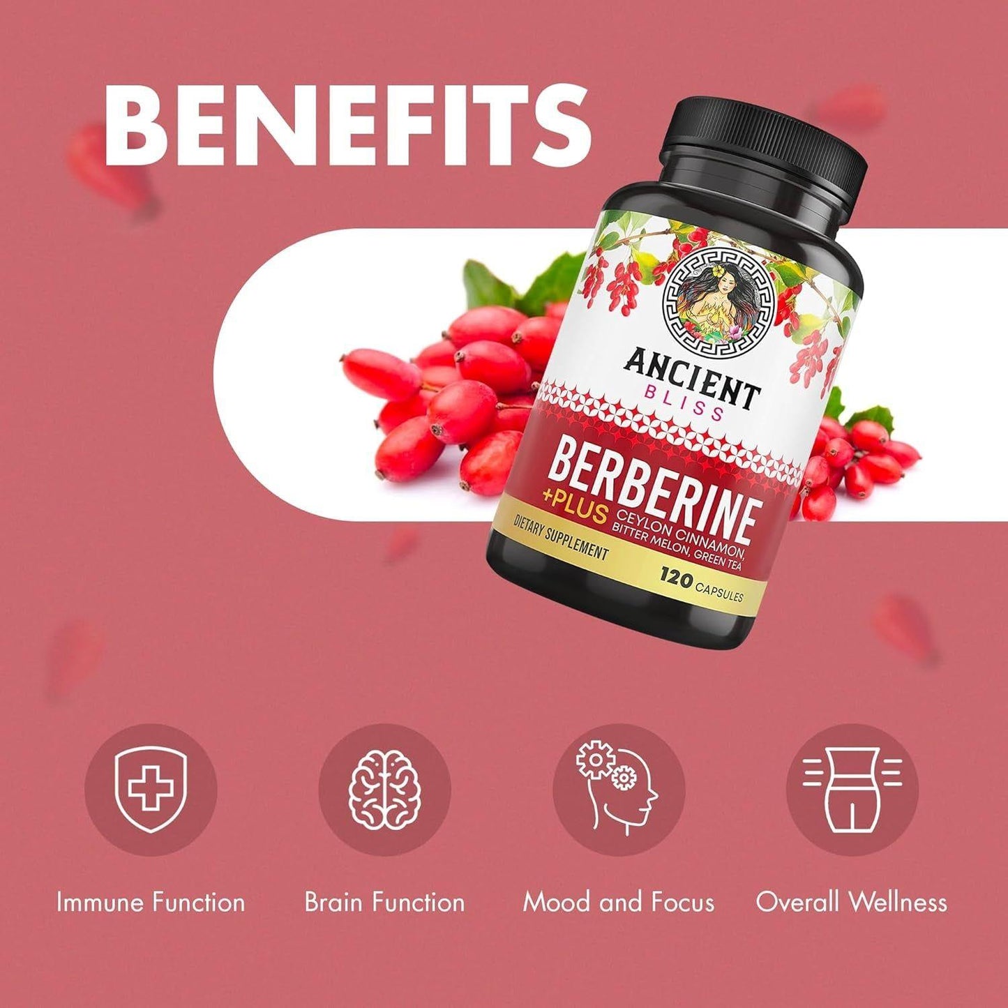 Natural Berberine HCL 1200mg with Cinnamon - 120 Capsules