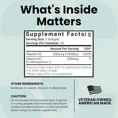 Strong Bone Vitamin D3 & K2 10000 IU Softgels