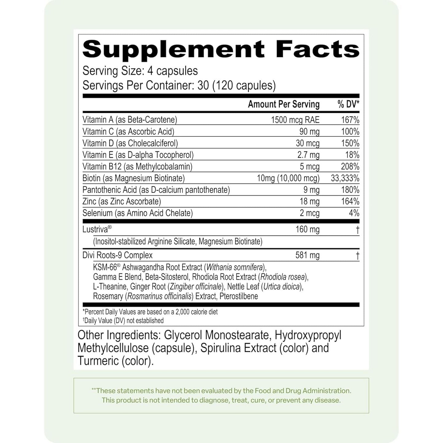 Nourishing Hair Supplements - 120 Tablets, 30 Day Supply