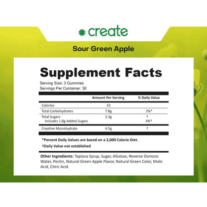 Strong Creatine Gummies - Green Apple, 90 Count