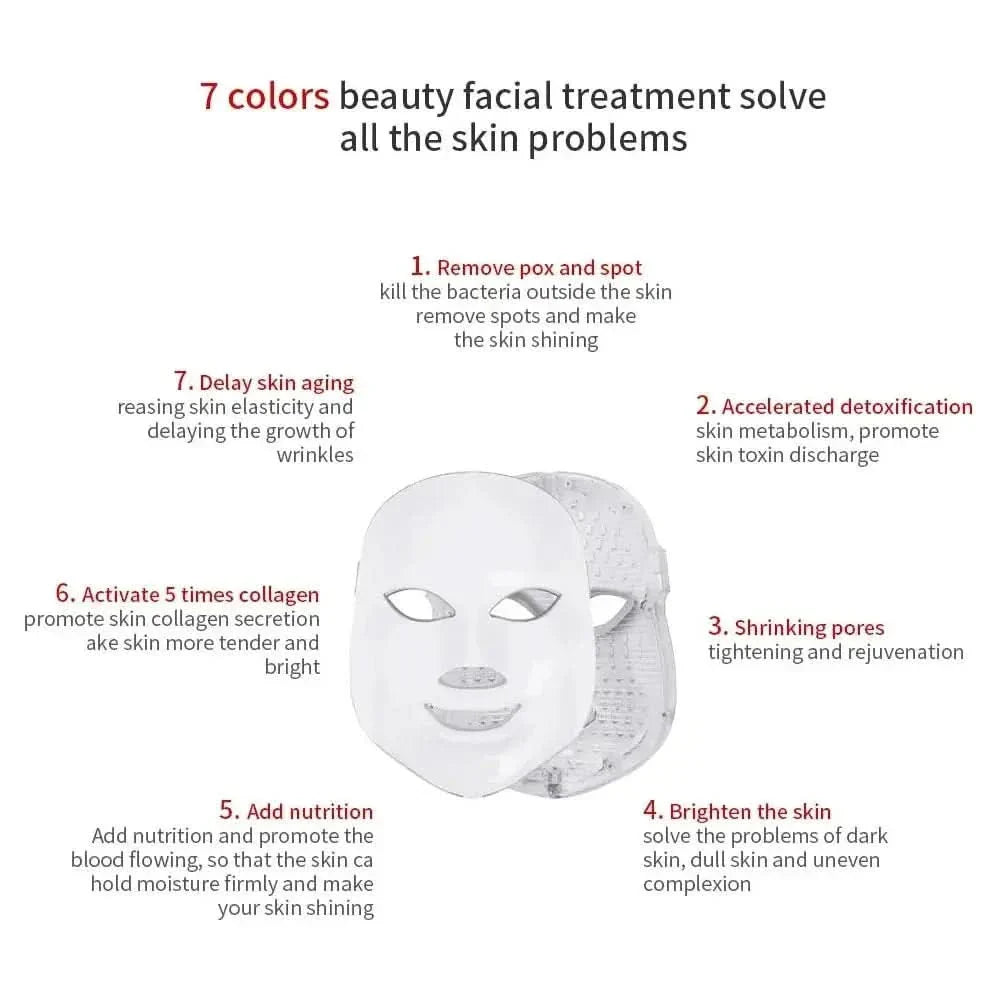 Colorful LED Face Mask - Anti Aging Skin Rejuvenation Therapy