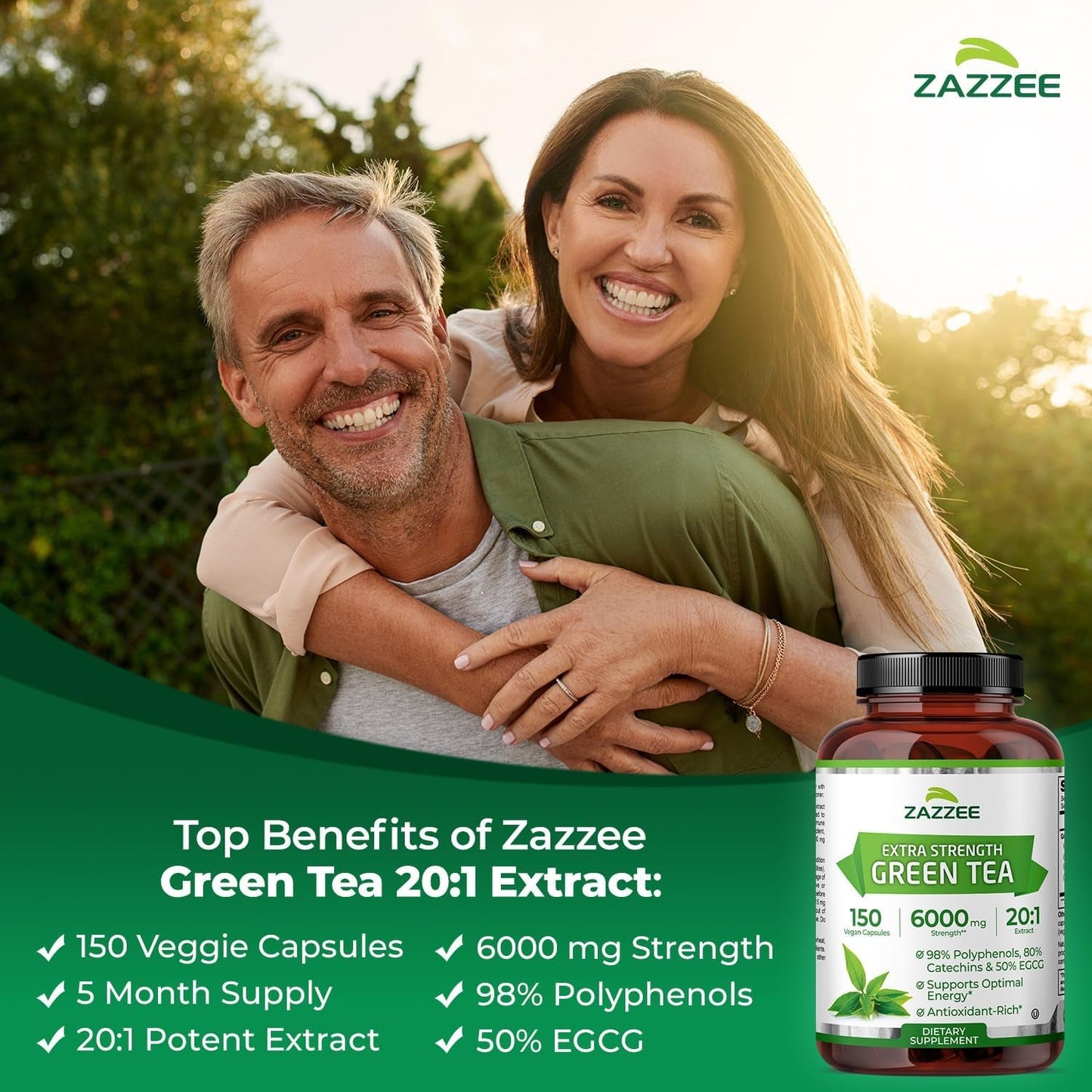 Powerful Green Tea Supplement - 150 Capsules 6000mg