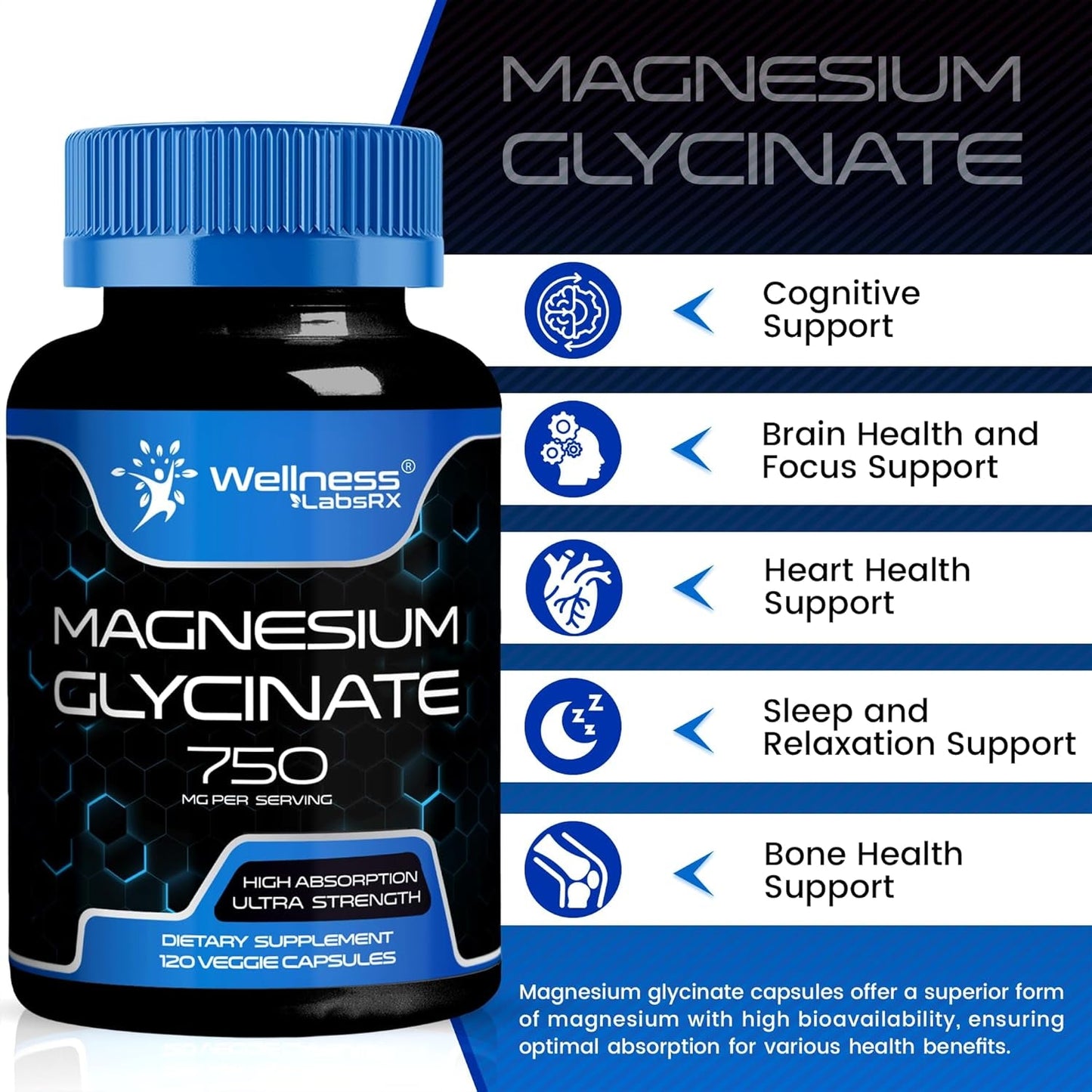 Relaxing Magnesium Supplement 750mg 120 Capsules