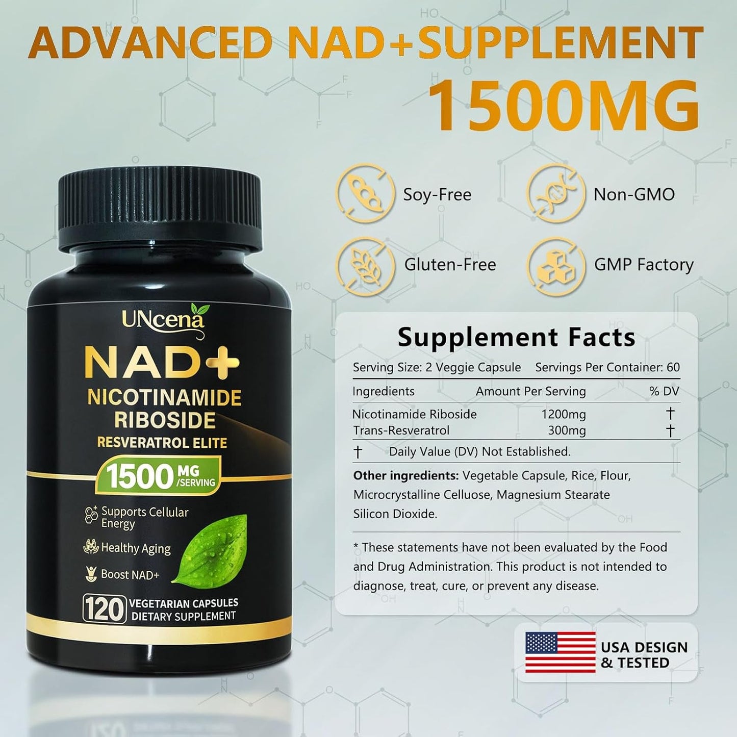Strong NAD Booster 1500Mg 120 Capsules