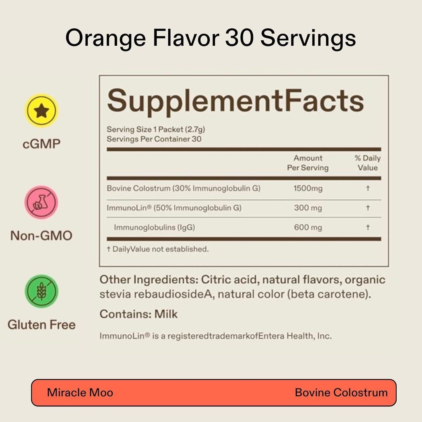 Natural Immunity Booster Supplement - 30 Orange Packs