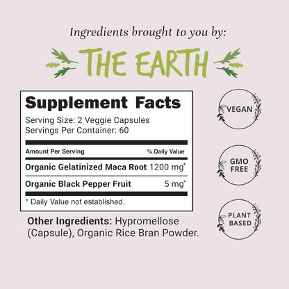 Natural Energy Boosting Maca Root Capsules for Women