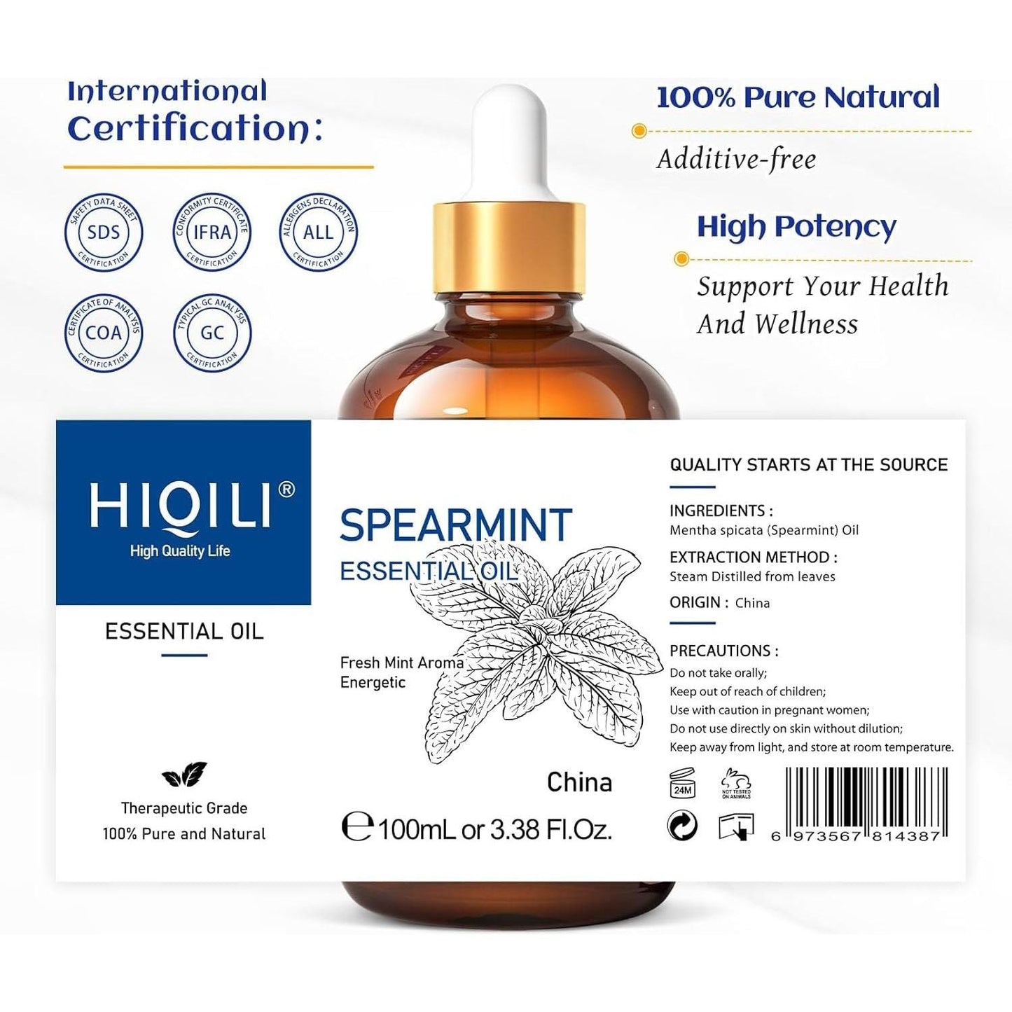 Natural Spearmint Oil 10ml for Skin and Relaxation