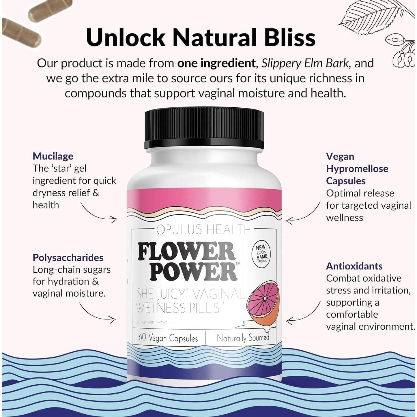 Natural Vaginal Moisture Supplement Capsules