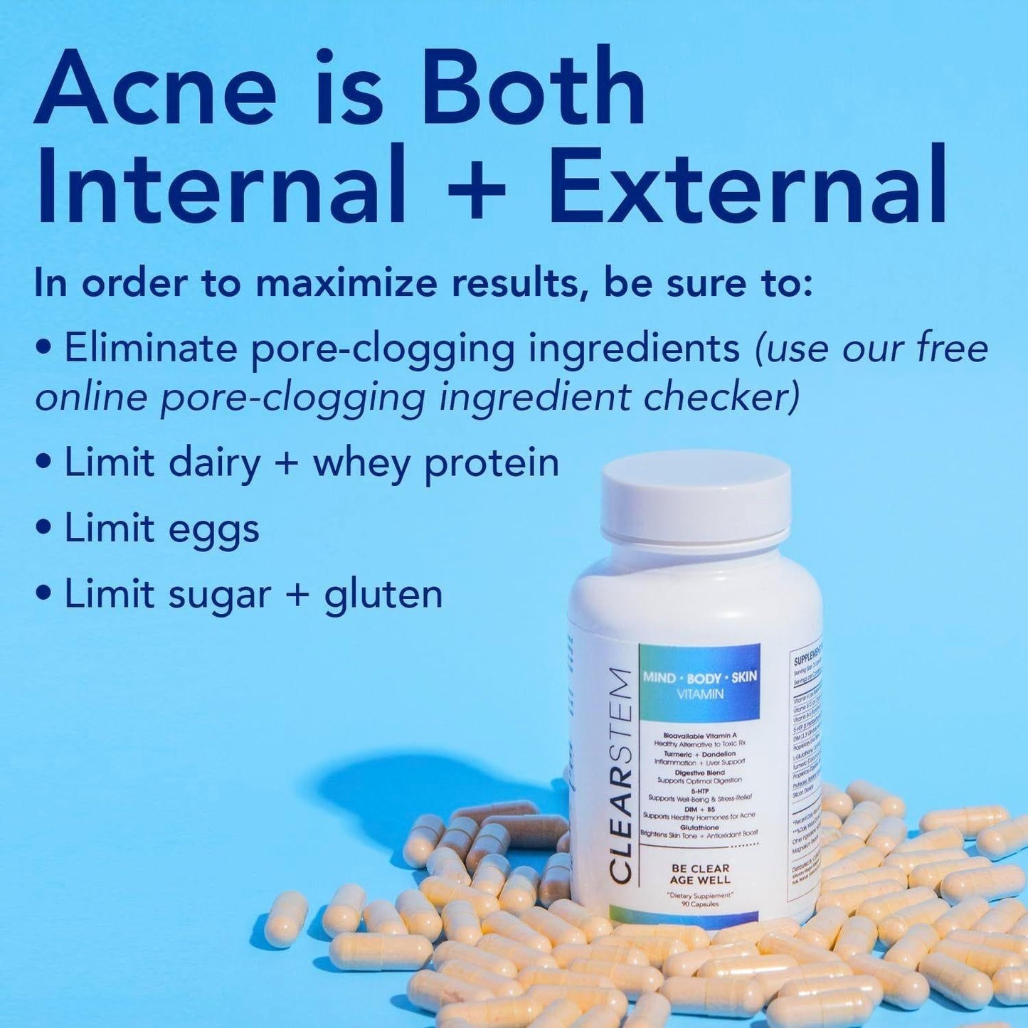 Natural Vitamin for Acne Relief and Mood Support Capsules