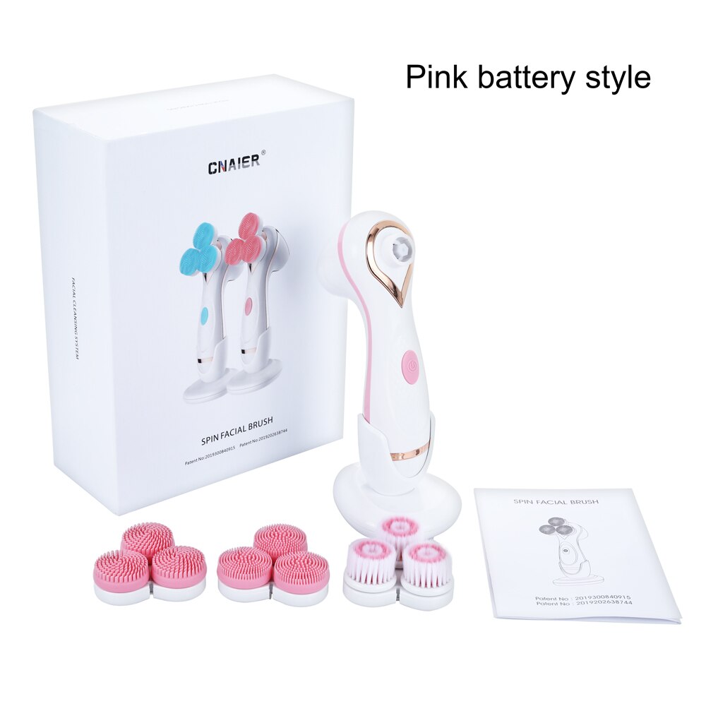 Rechargeable Facial Cleaning Brush Set with 3 Interchangeable Heads