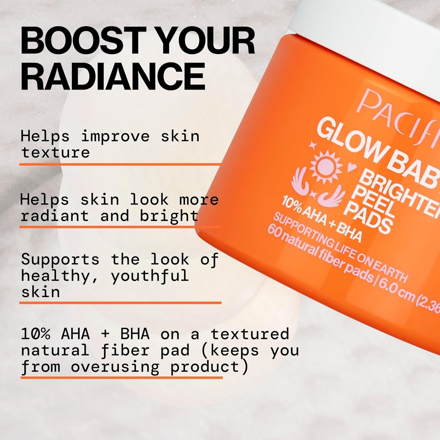 Natural Glow Exfoliating Face Pads 60 Count