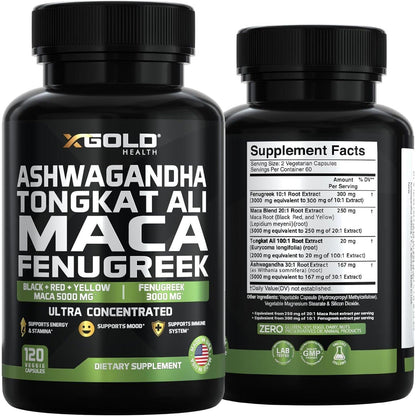 Natural Energy Booster Supplement for Men - 120 Capsules