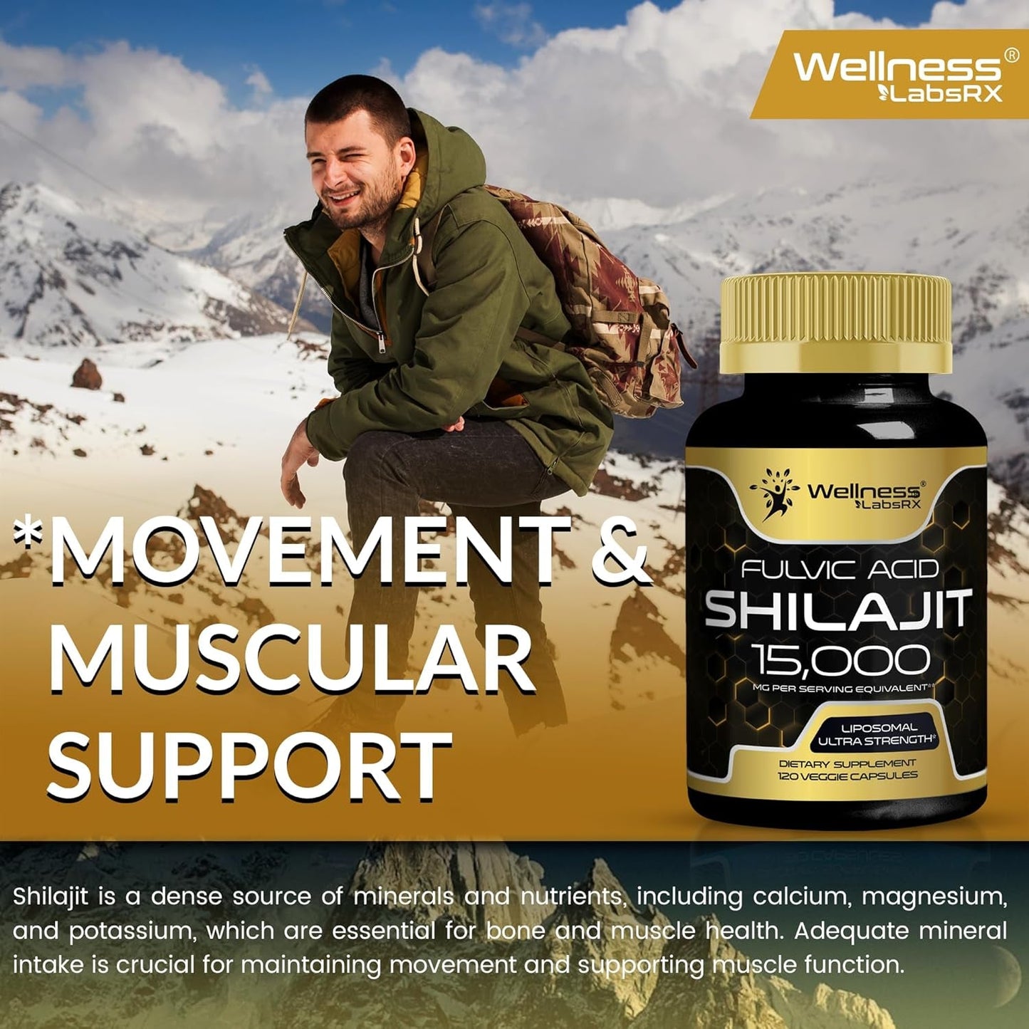 Powerful Shilajit 15000MG Capsules - Natural Energy Booster